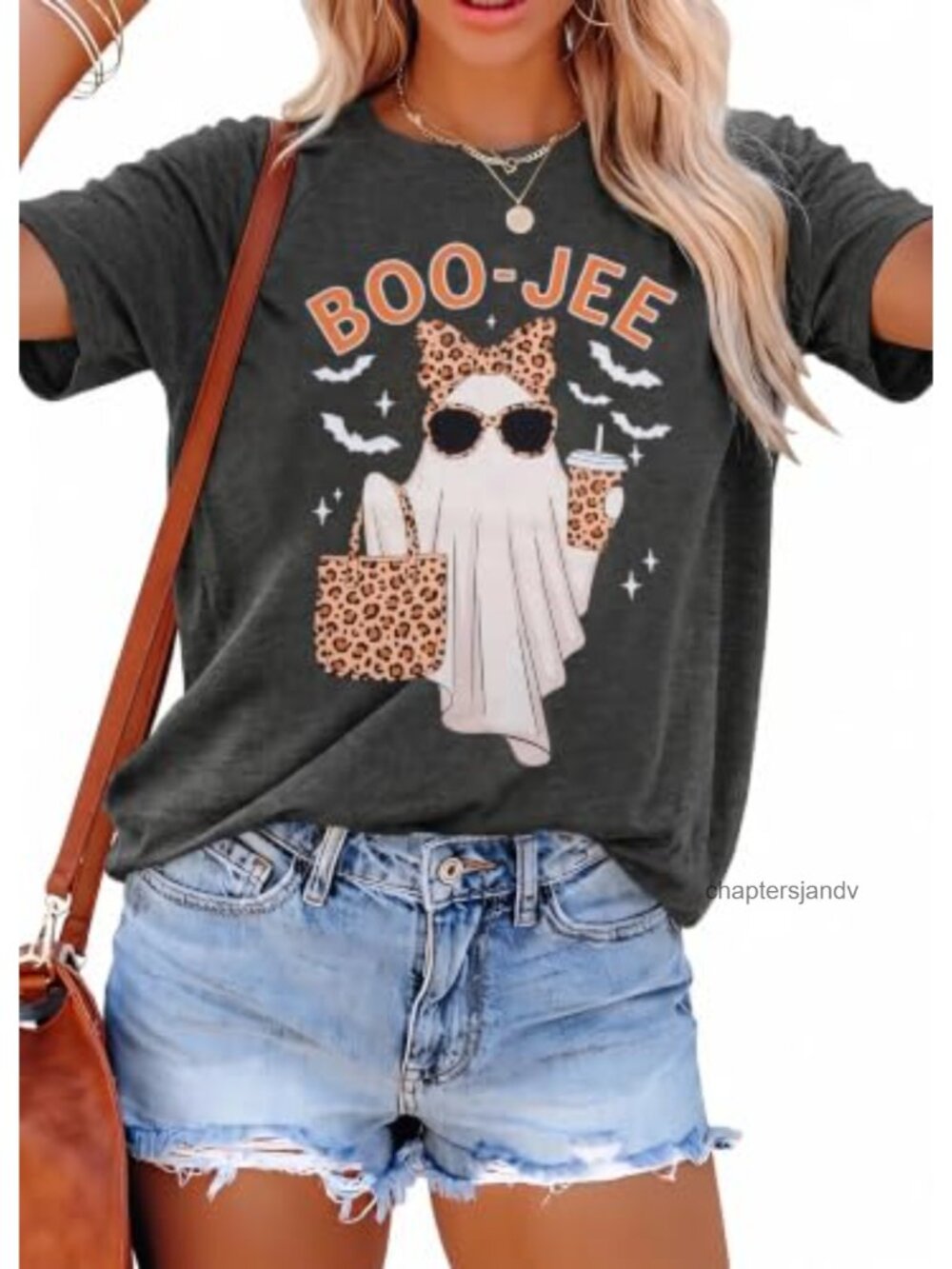 Women Halloween Ghost Graphic Tee Spooky Season Book Lover Shirt